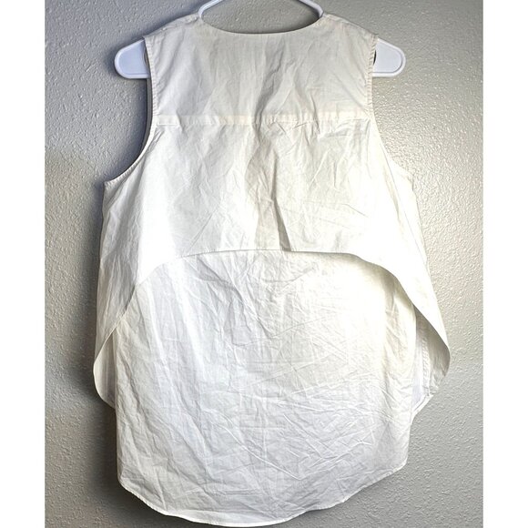 DEREK LAM 10 CROSBY Womens Oversized Blouse White Sz 8 Raw Fringe Overlap Back - Picture 13 of 14